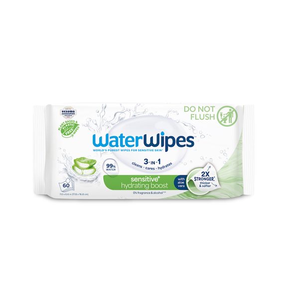 WATERWIPES UBROUSKY VLHČENÉ HYDRATING CLEAN WITH ALOE VERA 3IN1 60 KS - VLHČENÉ UBROUSKY - PŘEBALOVÁNÍ