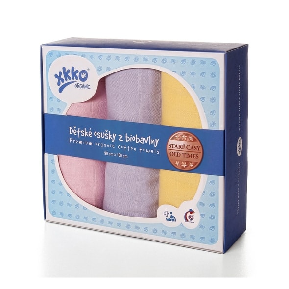 KIKKO ORGANIC OSUŠKY Z BIOBAVLNY XKKO ORGANIC 90X100 STARÉ ČASY PASTELS FOR GIRLS - ZAVINOVACÍ PLENY / OSUŠKY VELKÉ - PŘEBALOVÁNÍ