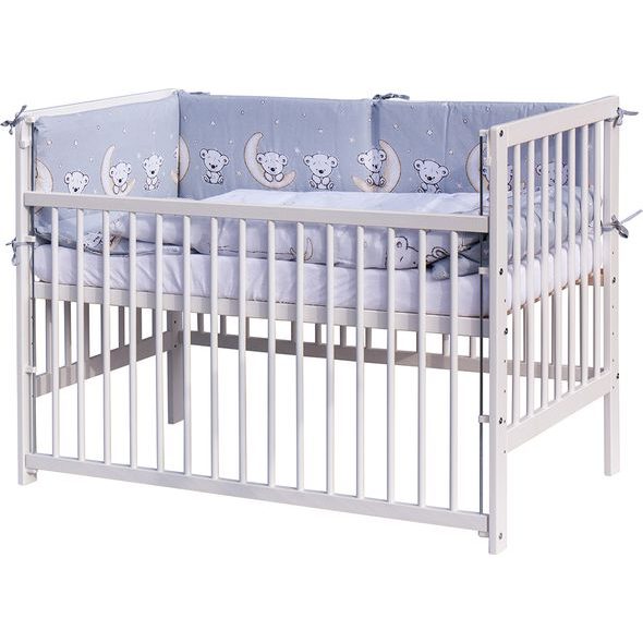 SCARLETT DĚTSKÁ POSTÝLKA S KOMPLETNÍ VÝBAVOU SCARLETT 120 X 60 CM - TORO - ŠEDÁ - DŘEVĚNÉ POSTÝLKY - SPINKÁNÍ