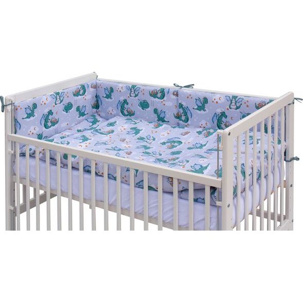 SCARLETT POSTÝLKA 120X60CM S KOMPLETNÍ VÝBAVOU DRÁČEK TYRKYSOVÁ - DŘEVĚNÉ POSTÝLKY - SPINKÁNÍ