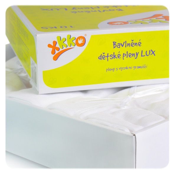 KIKKO VYSOKOGRAMÁŽNÍ BAVLNĚNÉ PLENY XKKO LUX 80X80 BÍLÉ 10KS - LÁTKOVÉ PLENY SKLÁDANÉ - PŘEBALOVÁNÍ