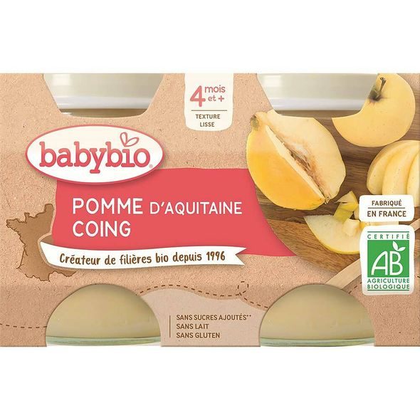 BABYBIO JABLKO KDOULE 2X130 G - OVOCE/DEZERTY - KRMENÍ