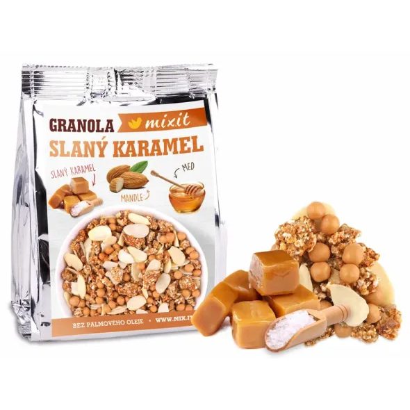 MIXIT GRANOLA Z PECE DO KAPSY - SLANÝ KARAMEL (70G) - DO TAŠKY NA VYCHÁZKU - PRO MAMINKY