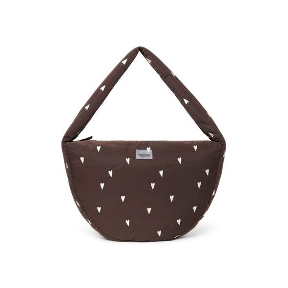 STUDIO NOOS PUFFY CROSS BODY BAG BROWN HEARTS - ORGANIZÉRY A KOŠÍKY - KOČÁRKY A PŘÍSLUŠENSTVÍ