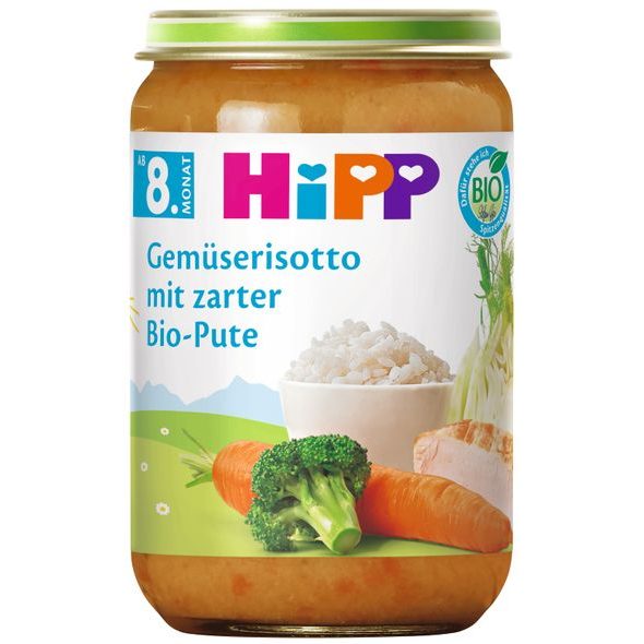 HIPP BIO ZELENINOVÉ RIZOTO S KRŮTÍM MASEM - MASO/ZELENINA - KRMENÍ