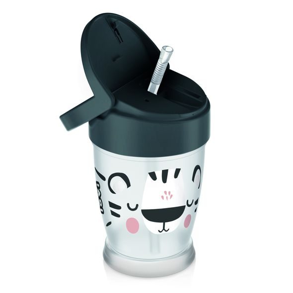 LOVI MŮJ HRNÍČEK SE SLÁMKOU SALT&PEPPER JUNIOR 250 ML - DĚTSKÉ HRNEČKY - KRMENÍ