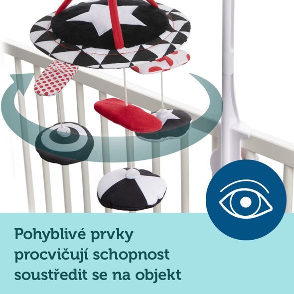 CANPOL BABIES KONTRASTNÍ PLYŠOVÝ KOLOTOČ S MELODIEMI SENSORY - KOLOTOČE NA POSTÝLKU - PRO DĚTI