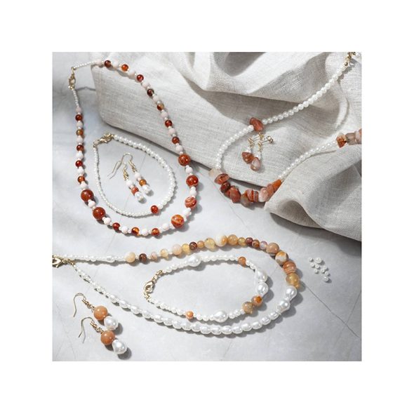 CREATIV COMPANY KREATIVNÍ SADA ŠPERKY S KORÁLKY S ACHÁTEM A JANTAREM - NAVLÉKÁNÍ - PRO DĚTI