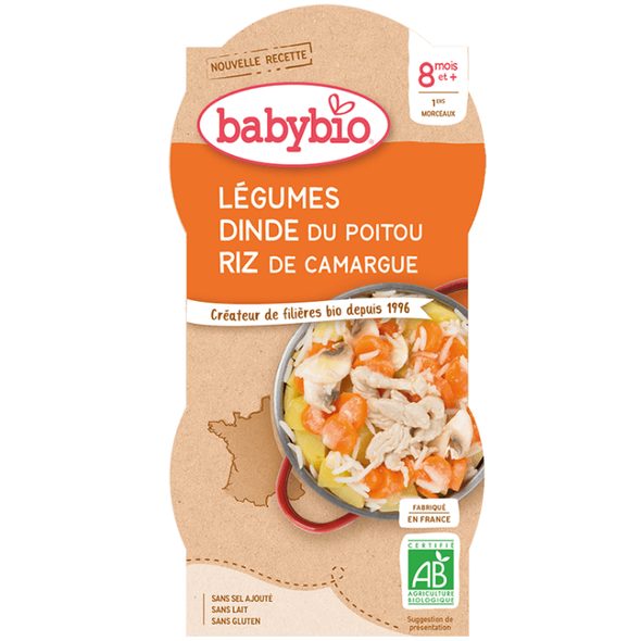 BABYBIO ZELENINA S KRŮTÍM MASEM A RÝŽÍ 2X200 G - MASO/ZELENINA - KRMENÍ