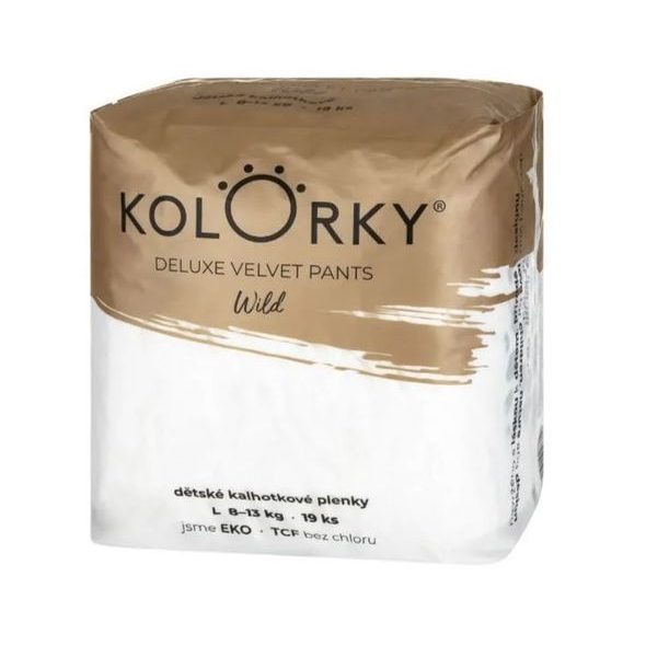 KOLORKY DELUXE VELVET PANTS WILD XL (12-16 KG) JEDNORÁZOVÉ KALHOTKOVÉ EKO PLENKY - JEDNORÁZOVÉ PLENY - PŘEBALOVÁNÍ