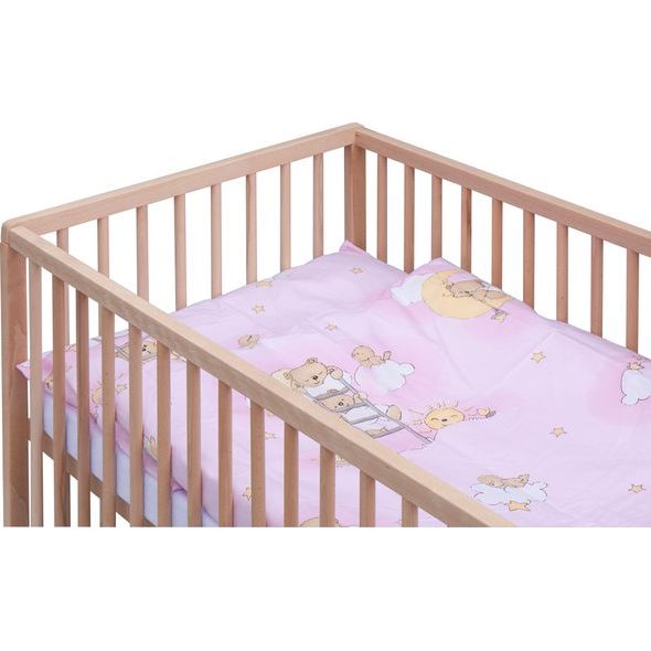 SCARLETT DĚTSKÁ POSTÝLKA S KOMPLETNÍ VÝBAVOU SCARLETT 120X60CM MRÁČEK RŮŽOVÁ - DŘEVĚNÉ POSTÝLKY - SPINKÁNÍ