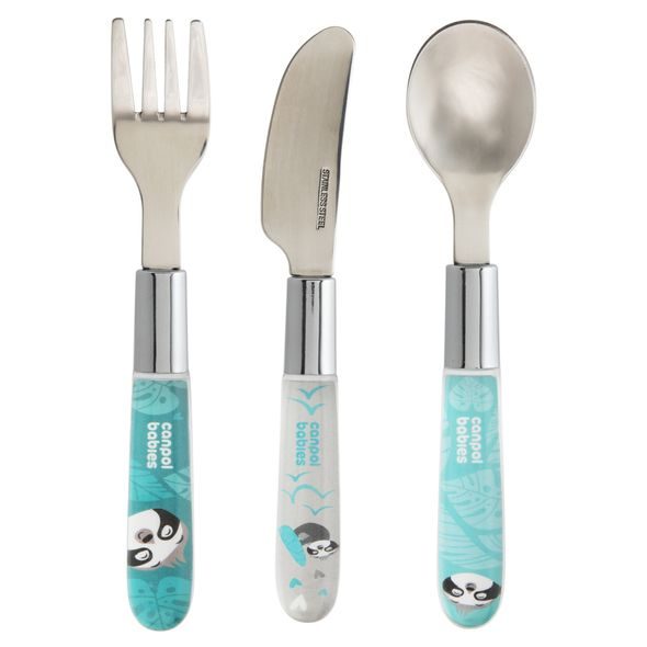 CANPOL BABIES PŘÍBOR KOVOVÝ EXOTIC ANIMALS 3KS MODRÝ - LŽIČKY A PŘÍBORY - KRMENÍ