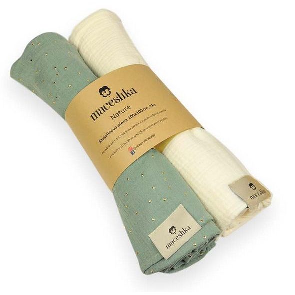 MACESHKA MUŠELÍNOVÁ PLENA NATURE 2KS - ZAVINOVACÍ PLENY / OSUŠKY VELKÉ - PŘEBALOVÁNÍ