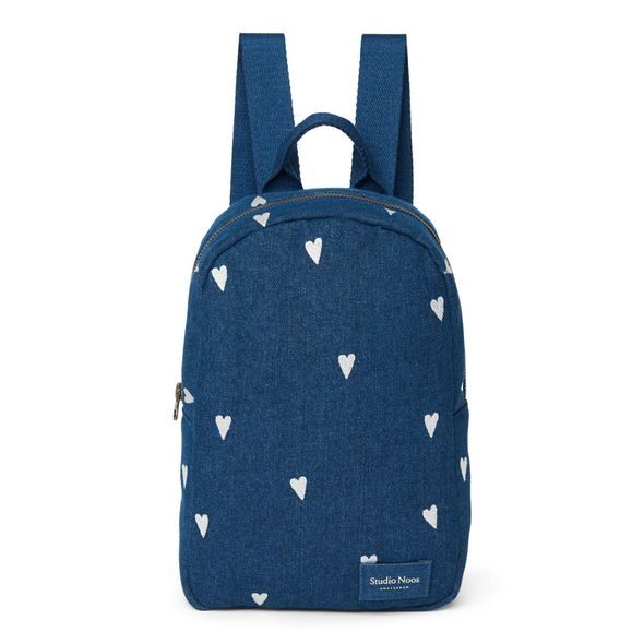 STUDIO NOOS DENIM MINI BACKPACK - BATŮŽEK | DARK BLUE WHITE HEARTS - BATOHY A TAŠKY - PRO DĚTI
