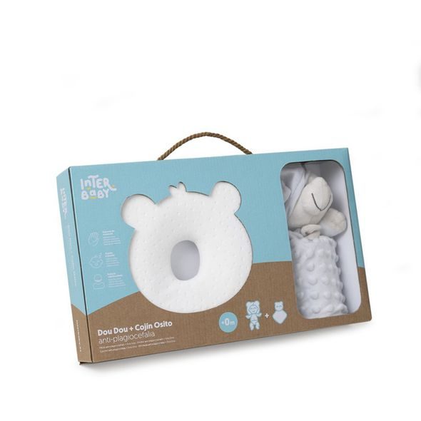 INTERBABY SET MÉĎA - ERGONOMICKÝ POLŠTÁŘEK + PŘÍTULKA - ŠEDÝ - FIXAČNÍ PODLOŽKY - SPINKÁNÍ