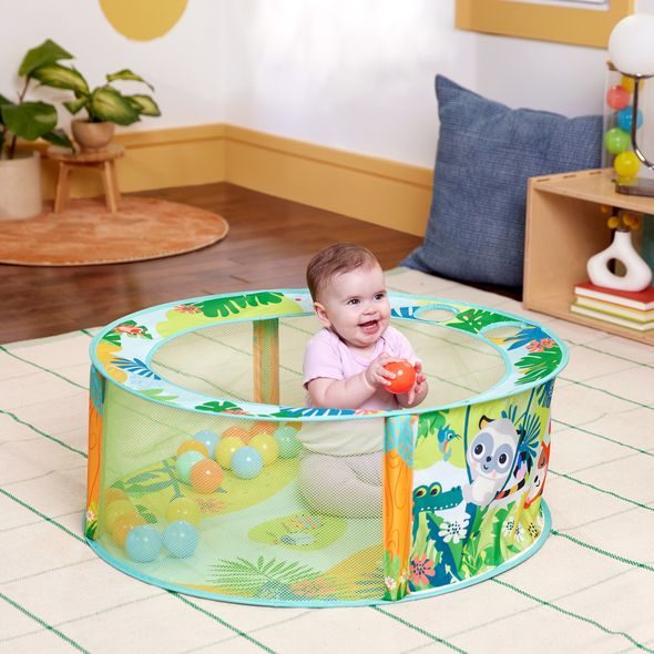 BRIGHT STARTS HRACÍ BAZÉNEK S MÍČKY ROWDY RAINFOREST™ STOW & GO, 6M+ - PÍSKOVIŠTĚ A BAZÉNKY - PRO DĚTI