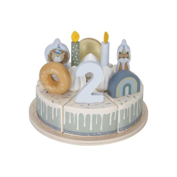 LITTLE DUTCH NAROZENINOVÝ DORT 26 DÍLŮ DŘEVĚNÝ BLUE - DŘEVĚNÉ HRAČKY - PRO DĚTI