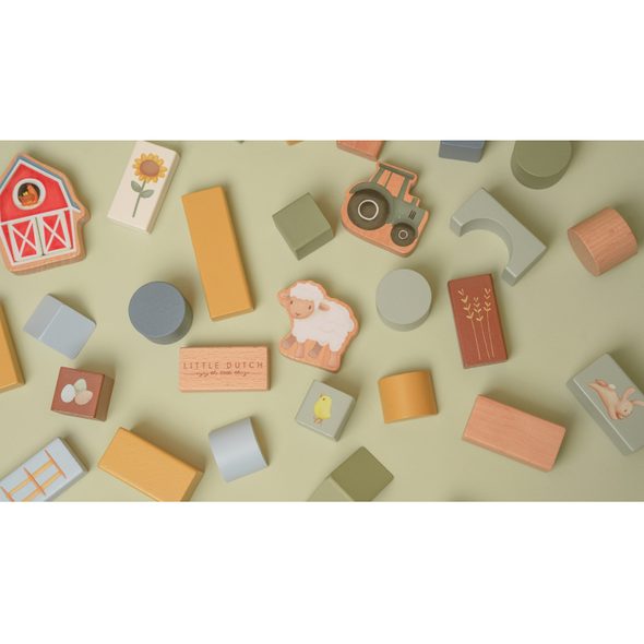 LITTLE DUTCH KOSTKY DŘEVĚNÉ V TUBĚ FARMA - KOSTKY - PRO DĚTI