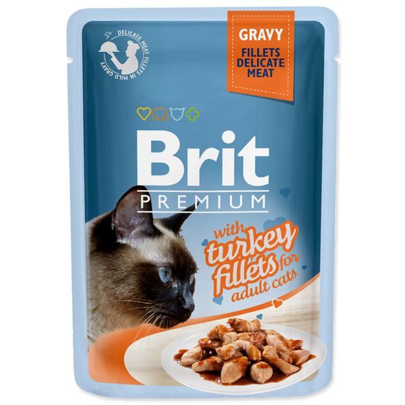 BRIT PREMIUM CAT DELICATE FILLETS IN GRAVY WITH TURKEY 85G - KAPSIČKY PRO KOČKY - CHOVATELSKÉ POTŘEBY MALVÍKZOO