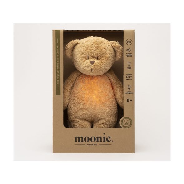 MOONIE USÍNÁČEK MEDVĚD 2.0 ORGANIC CAPPUCCINO - USÍNÁČCI ŠUMÍCÍ / S TLUKOTEM - PRO DĚTI