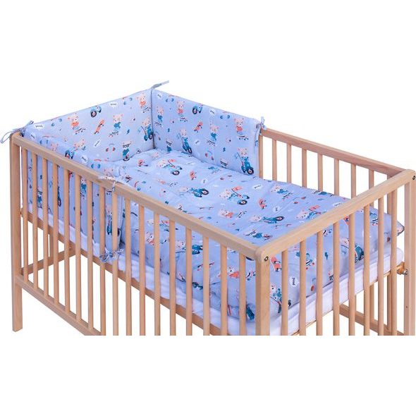 SCARLETT DĚTSKÁ POSTÝLKA S KOMPLETNÍ VÝBAVOU SCARLETT 120 X 60 CM - PEKO - MODRÁ - DŘEVĚNÉ POSTÝLKY - SPINKÁNÍ