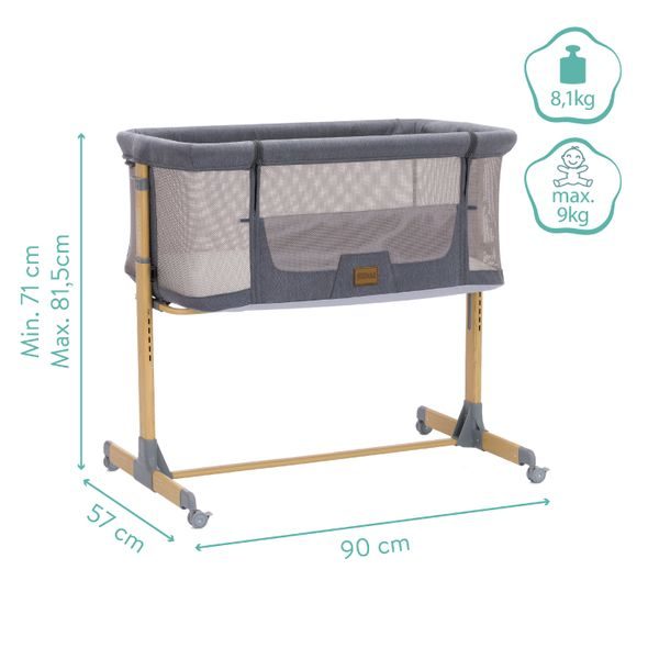 FILLIKID PŘÍSTAVNÁ POSTÝLKA CRIP GREY - K RODIČOVSKÉ POSTELI - SPINKÁNÍ