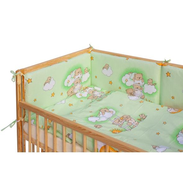 SCARLETT DĚTSKÁ POSTÝLKA S KOMPLETNÍ VÝBAVOU SCARLETT 120 X 60 CM - MRÁČEK - ZELENÁ - DŘEVĚNÉ POSTÝLKY - SPINKÁNÍ