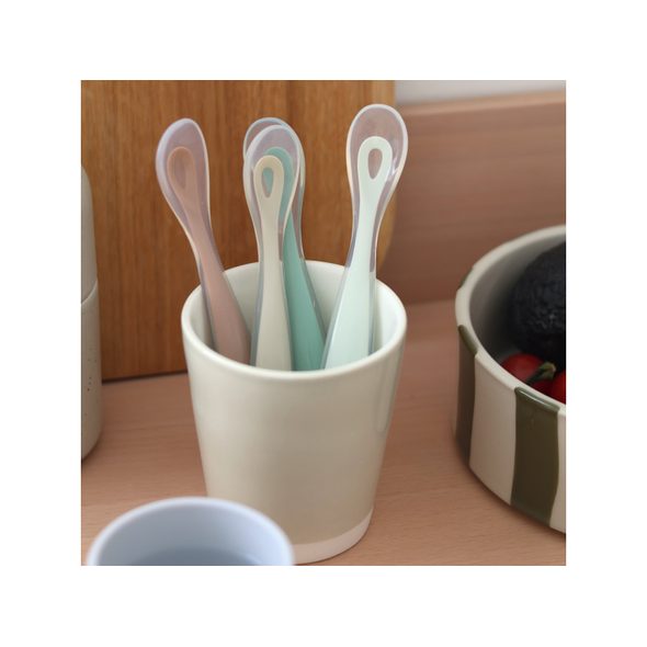 BEABA PRVNÍ LŽIČKY SILIKONOVÉ 4 KS NATURAL - LŽIČKY A PŘÍBORY - KRMENÍ