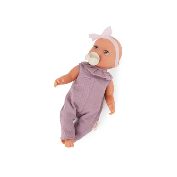 LULLA BABY PANENKA 35 CM V OVERALU S ČELENKOU LILA - PANENKY - PRO DĚTI