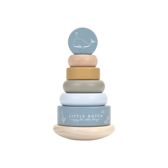 LITTLE DUTCH NASAZOVACÍ KROUŽKY DŘEVĚNÉ OCEAN BLUE - MOTORICKÉ A HRY - PRO DĚTI