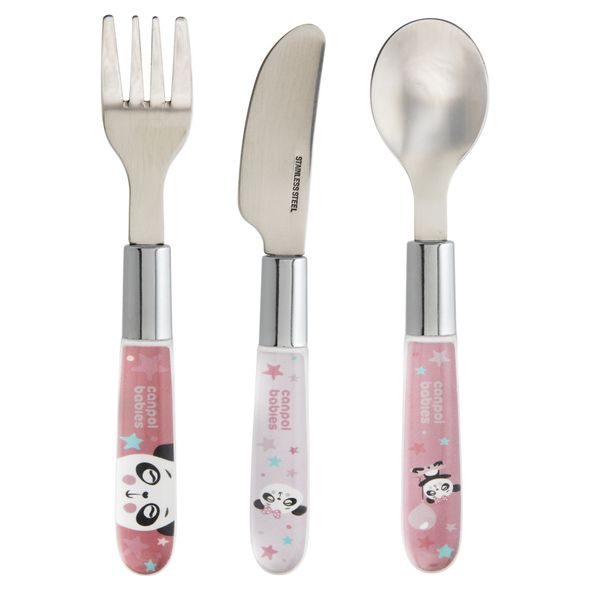 CANPOL BABIES PŘÍBOR KOVOVÝ EXOTIC ANIMALS 3KS RŮŽOVÝ - LŽIČKY A PŘÍBORY - KRMENÍ