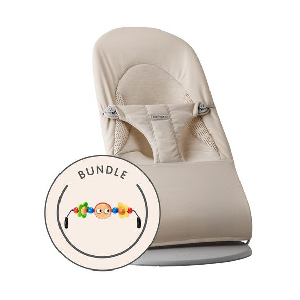 BABYBJÖRN LEHÁTKO SOFT TRI-FABRIC LIGHT BEIGE/JERSEY+ HRAČKA GOOGLY EYES - LEHÁTKA A HOUPADLA - SPINKÁNÍ