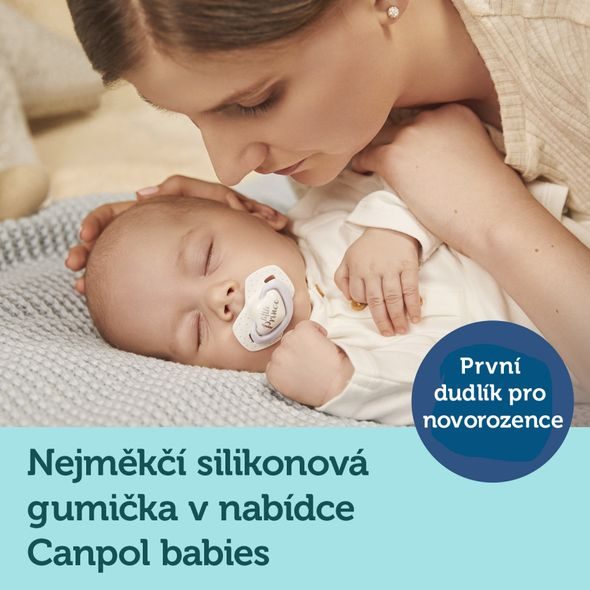 CANPOL BABIES SET SYMETRICKÝCH SILIKONOVÝCH DUDLÍKŮ 6-18M ROYAL BABY MODRÝ - ŠIDÍTKA A DOPLŇKY - KRMENÍ