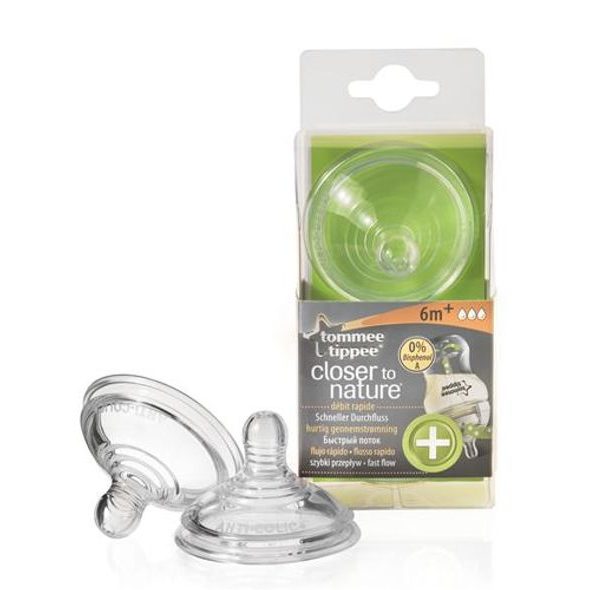 TOMMEE TIPPEE NÁHRADNÍ SAVIČKA C2N ANTI-COLIC, RYCHLÝ PRŮTOK 6+, 2KS - SAVIČKY A PÍTKA - KRMENÍ