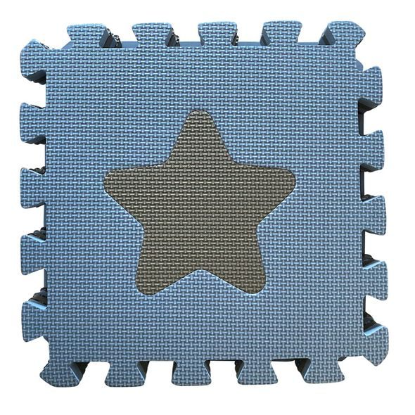 BABYDAN PĚNOVÁ HRACÍ PODLOŽKA PUZZLE GEOMETRICKÉ TVARY BLUE 90X90 CM - HRACÍ PODLOŽKY NA ZEM - SPINKÁNÍ
