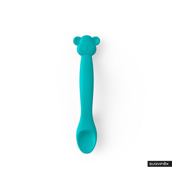 SUAVINÉX SILIKONOVÁ LŽIČKA OPIČKA - ZELENÁ - LŽIČKY A PŘÍBORY - KRMENÍ