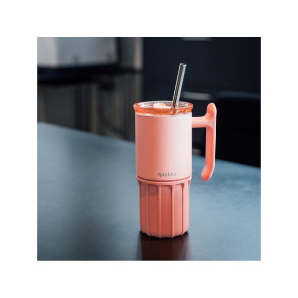 QUOKKA NEREZOVÝ TERMOHRNEK S BRČKEM UMI PEACHY PINK 720 ML - TERMOOBALY A TERMOSKY - KRMENÍ