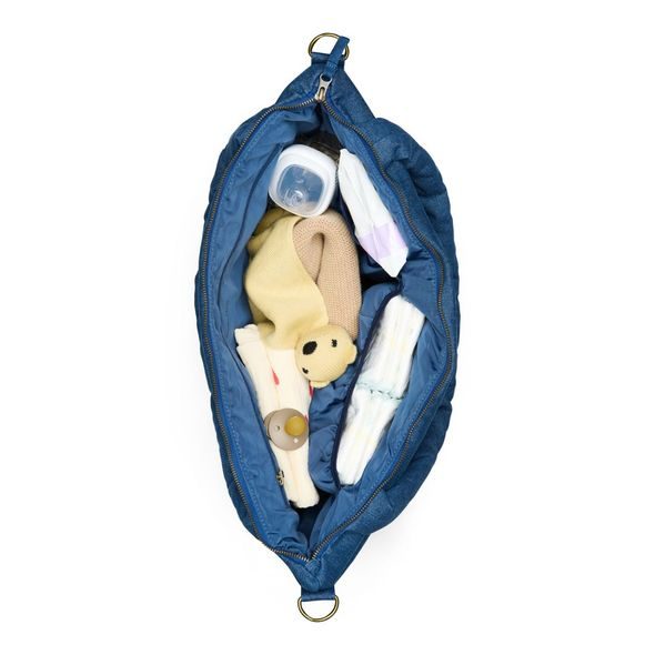 STUDIO NOOS DENIM DIAPER BAG - PŘEBALOVACÍ TAŠKA | DARK BLUE RED HEARTS - PŘEBALOVACÍ TAŠKY - KOČÁRKY A PŘÍSLUŠENSTVÍ