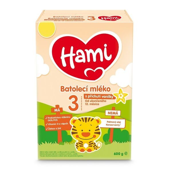 HAMI 3 BATOLECÍ MLÉKO S PŘÍCHUTÍ VANILKY 600G - KOJENECKÁ MLÉKA - KRMENÍ