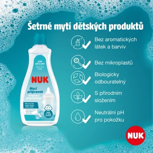 NUK MYCÍ PROSTŘEDEK NA LAHVIČKY A SAVIČKY 500 ML - KOJENECKÉ LAHVE - KRMENÍ