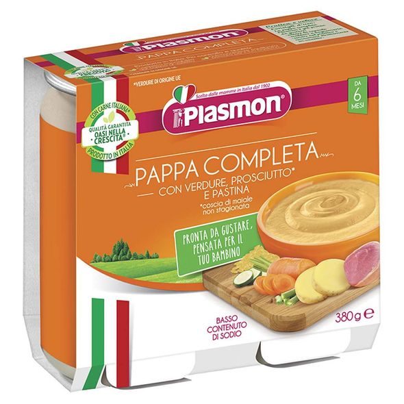 PLASMON PŘÍKRM ZELENINOVÝ SE ŠUNKOU A TĚSTOVINAMI 2X190G, 6M+ - MASO/ZELENINA - KRMENÍ