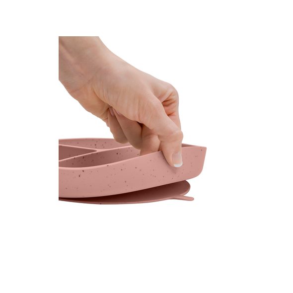 KIKKABOO TALÍŘ DĚLENÝ S PŘÍSAVKOU PLATINUM SILICONE BLUSH - MISKY, TALÍŘKY A PODLOŽKY - KRMENÍ