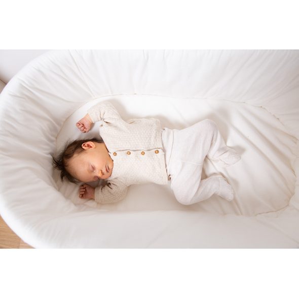 CHILDHOME KOŠÍK NA MIMINKO RATANOVÝ KOVOVÉ NOHY + MATRACE + POTAH JERSEY ECRU - KOŠÍKY A KOLÉBKY - SPINKÁNÍ