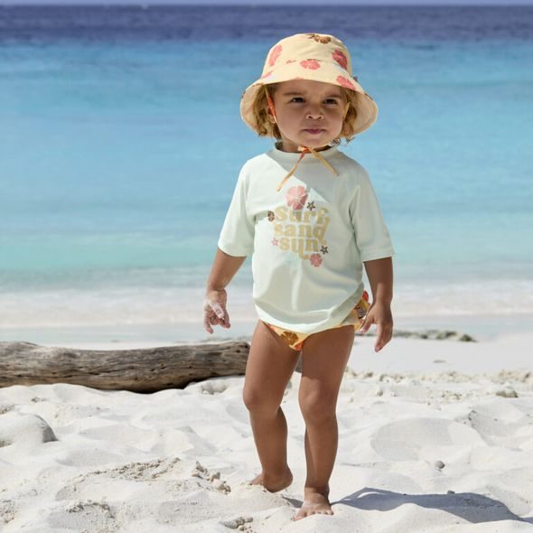 LÄSSIG SPLASH SUN PROTECTION BUCKET HAT FLOWERS VANILLA 19-36 MO. - ČEPIČKY A KLOBOUČKY - PRO DĚTI