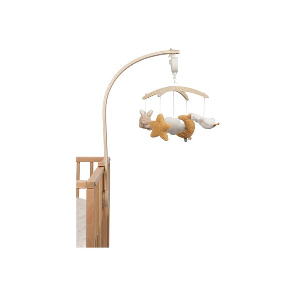 LITTLE DUTCH HUDEBNÍ KOLOTOČ DŘEVĚNÝ NEWBORN NATURALS - FARMA - PRO DĚTI