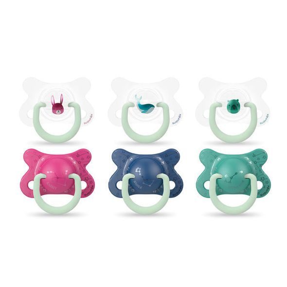 SUAVINÉX ŠIDÍTKO DEN/NOC FYZIOLOGICKÉ SILIKON 2-4M 2KS - ŠIDÍTKA A DOPLŇKY - KRMENÍ