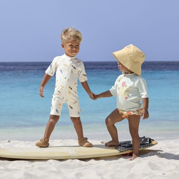 LÄSSIG SPLASH SHORT SLEEVE RASHGUARD FLOWERS SEA FOAM 13-18 MO. - TRIČKA KRÁTKÝ / DLOUHÝ RUKÁV - PRO DĚTI