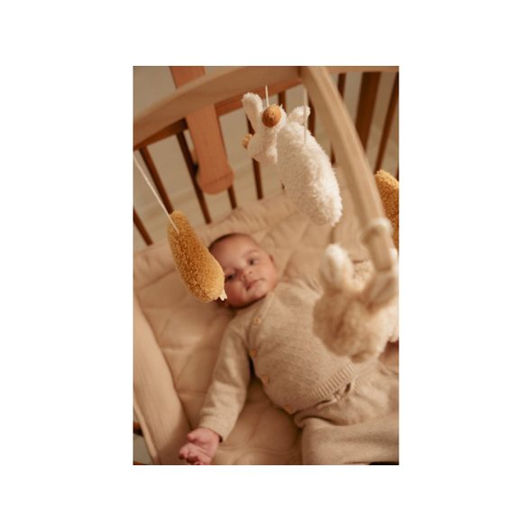 LITTLE DUTCH HUDEBNÍ KOLOTOČ DŘEVĚNÝ NEWBORN NATURALS - FARMA - PRO DĚTI