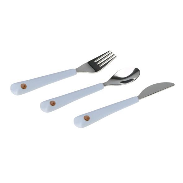 LÄSSIG CUTLERY WITH SILICONE HANDLE 3PCS HAPPY RASCALS SMILE SKY BLUE - LŽIČKY A PŘÍBORY - KRMENÍ
