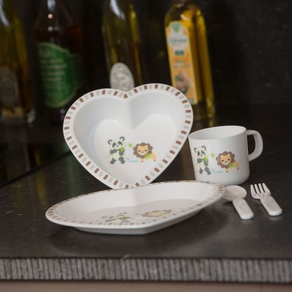 BO JUNGLE JÍDELNÍ SET HEART - MISKY, TALÍŘKY A PODLOŽKY - KRMENÍ